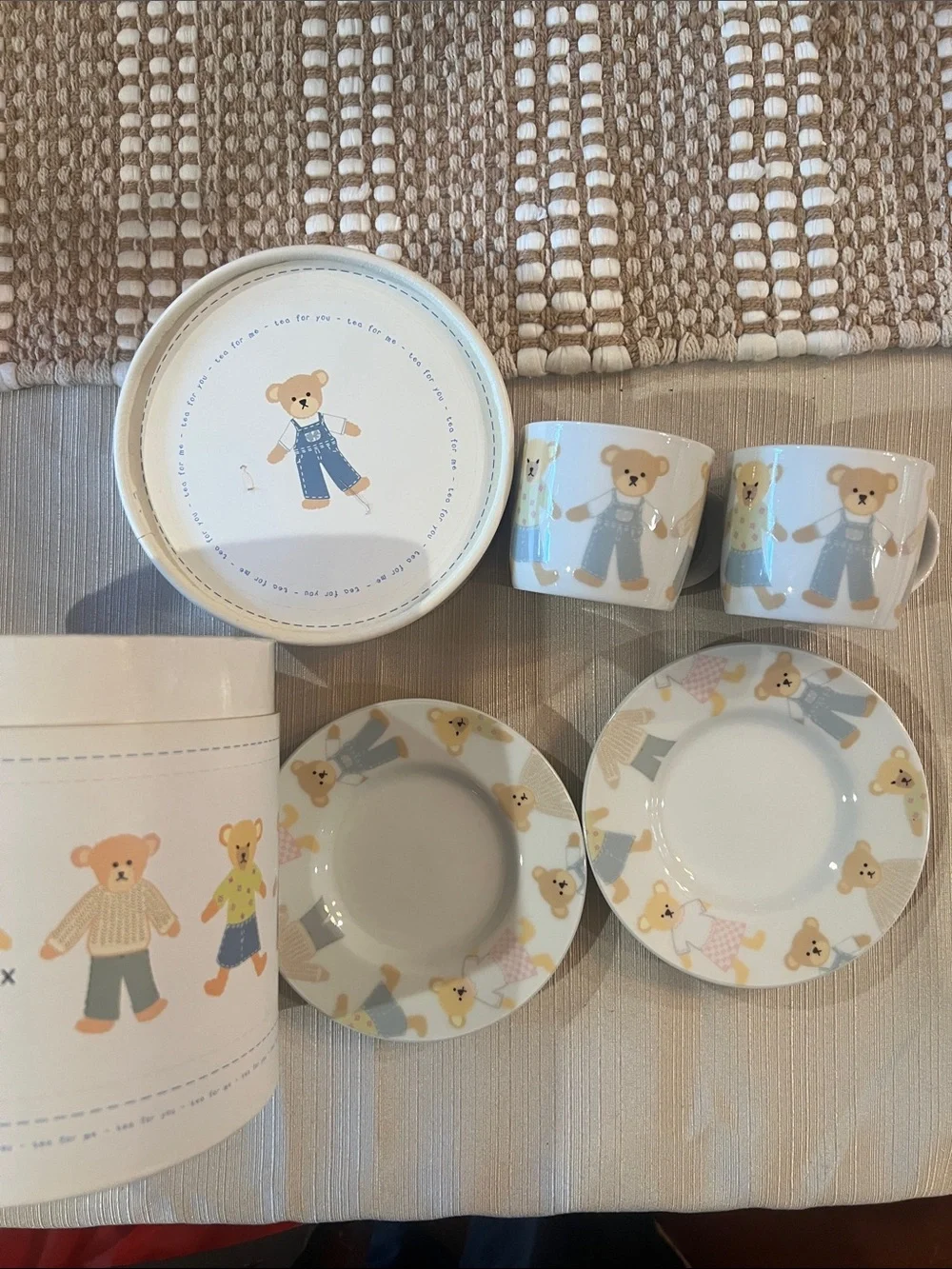 Teddy Bear Ceramic Tea Set in White and Cream - Cute Kids Tableware